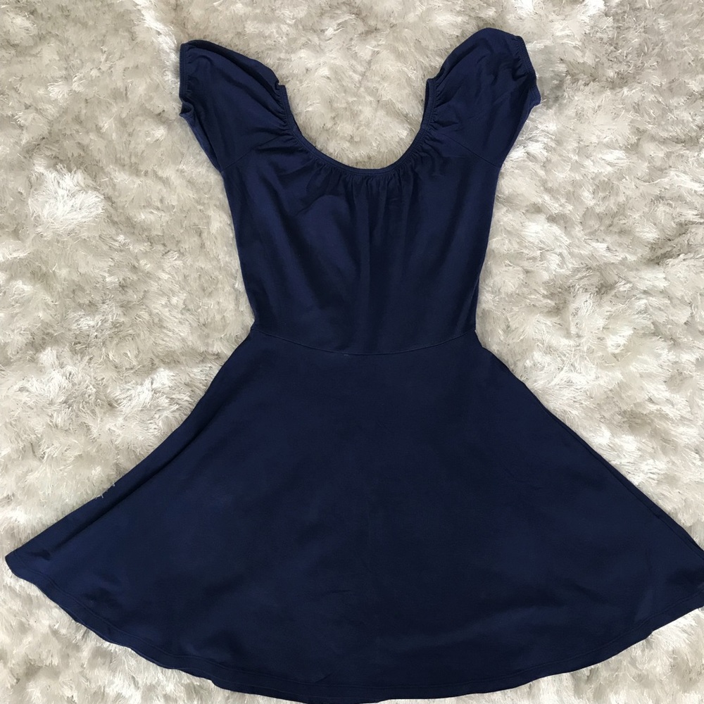 Off-the-shoulder blue dress